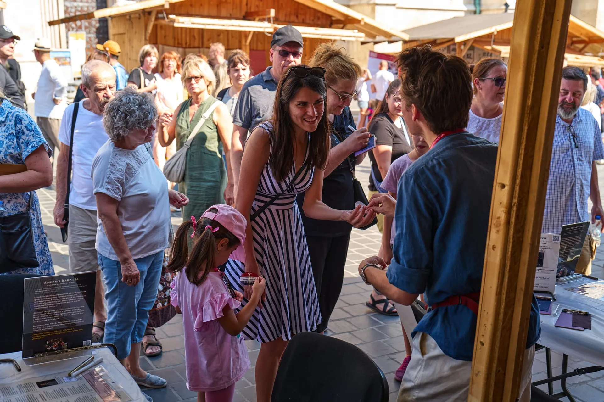 The booth busy with festival visitors